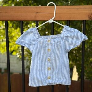 Blue Striped Button-Up Top